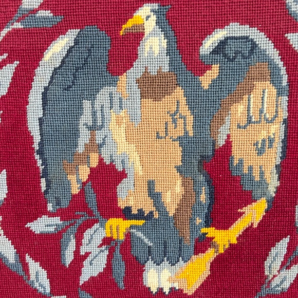 Vintage Framed Needlework American Bald Eagle Patriotic 17"x17" - Picture 2 of 5